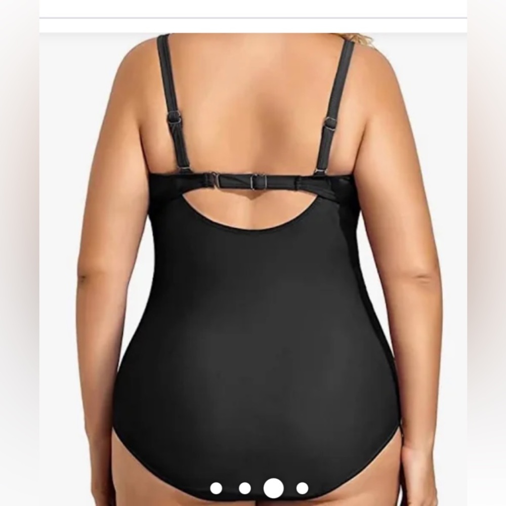 🔥NWT aqua eve black one piece swimsuit, size 22W - Picture 2 of 9